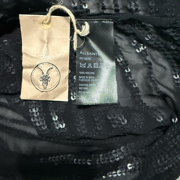 All SAINTS  Mini Dress Hand Embellished Black Sheer NWT  Size UK 4, US 0… - Picture 7 of 8